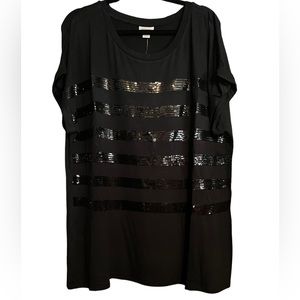 Black top with sequins by Avenue 22/24.